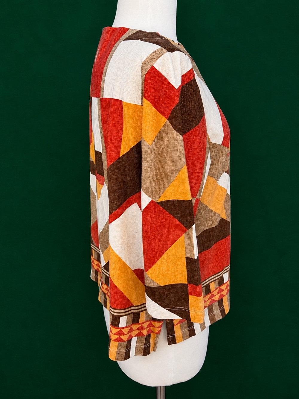 Alfred Dunner Geometric Scoop Neck Top in Rust, Brown & Cream - Picture 3 of 5